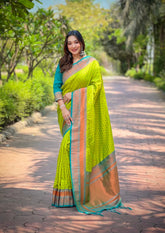 Womens Fashion Ethnic Kanjeevaram Green Color Sarees-MLSHWSA1890PSG